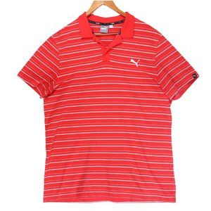 Puma Men's Red Striped Golf Polo Shirt